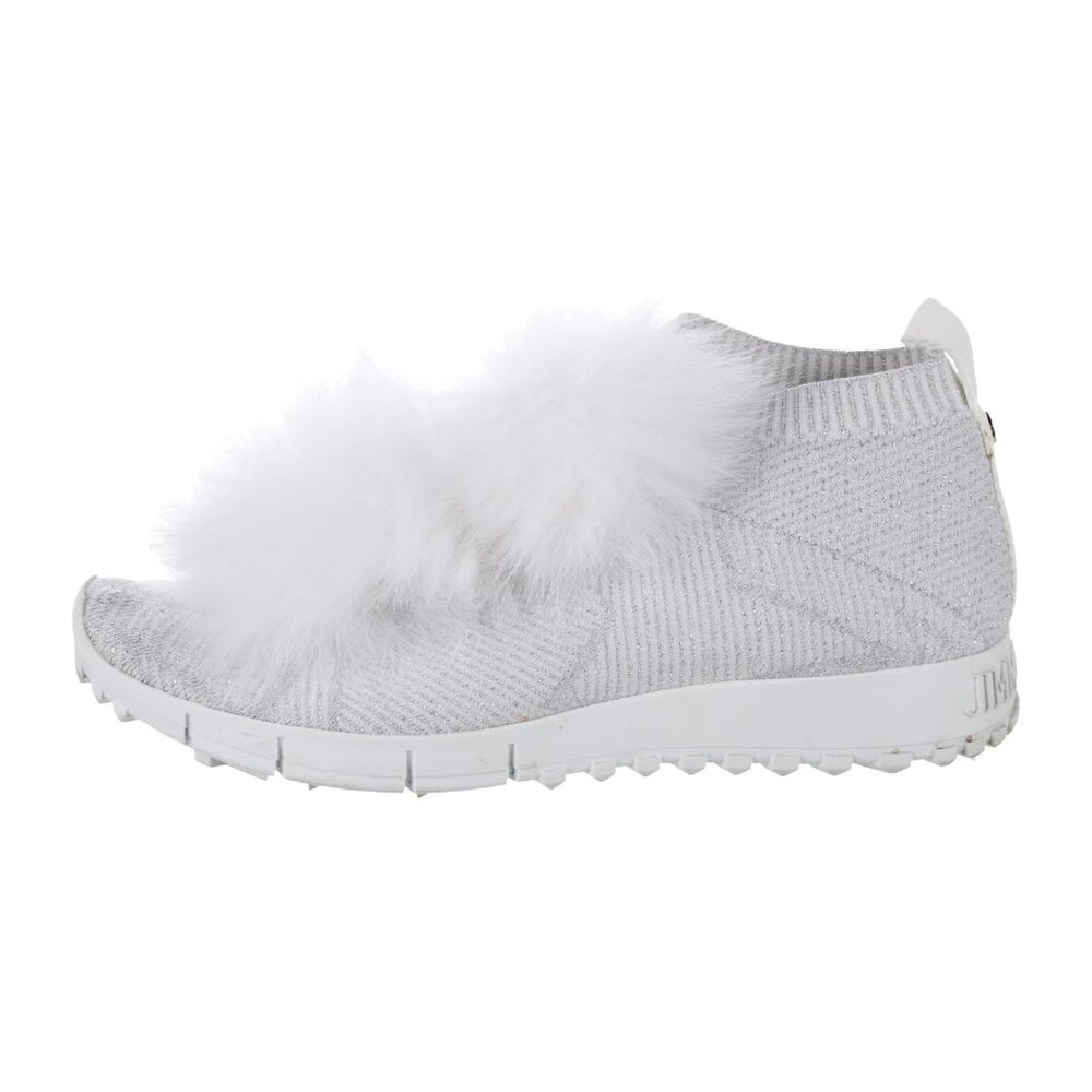 Jimmy Choo Norway Pom Pom Fox Fur Glitter Star Sock Sneakers
